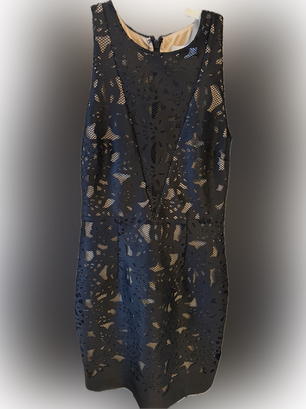 Badgley Mischka Black Laser-Cut lace dress